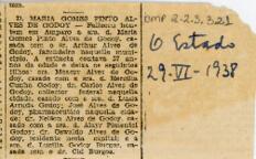 [Obituário de Maria Gomes Pinto Alves de Godoy]