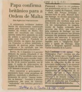 Papa confirma britânico para a Ordem de Malta