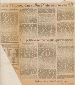 Aos 77 anos, Carvalho Pinto morre em SP