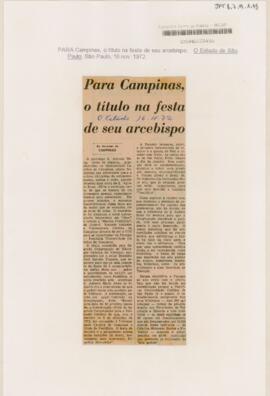 Para Campinas, o título na festa de seu arcebispo