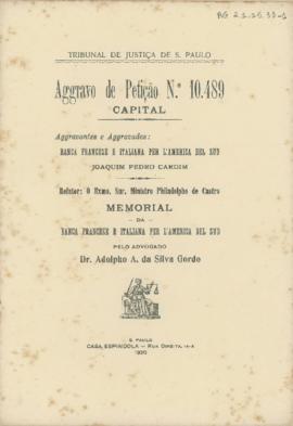 Agravo de petição n.º 10.489