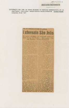 Externato São João: Uma das expressões do ensino em Campinas