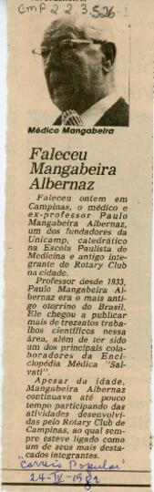Faleceu Mangabeira Albernaz