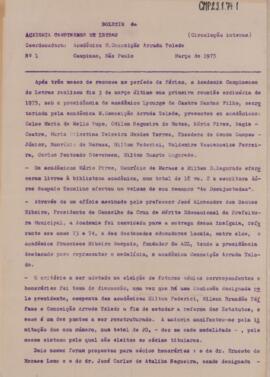 Minuta do Boletim da Academia Campinense de Letras