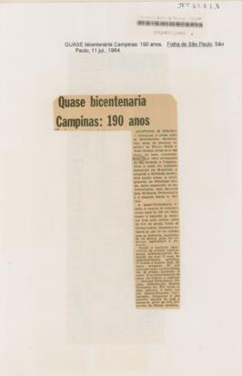 Quase bicentenaria Campinas: 190 anos