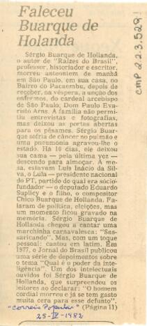 Faleceu Buarque de Holanda