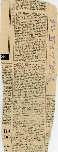 [Obituário de Ismael Dias da Silva]