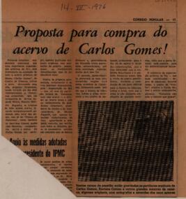 Proposta para compra do acervo de Carlos Gomes!