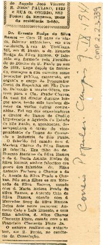 [Obituário de Ernesto Rudge da Silva Ramos]