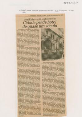 Hotel Pinheiro está sendo demolido: Cidade perde hotel de quase um século