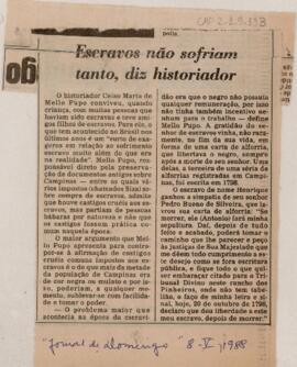 Escravos não sofriam tanto, diz historiador