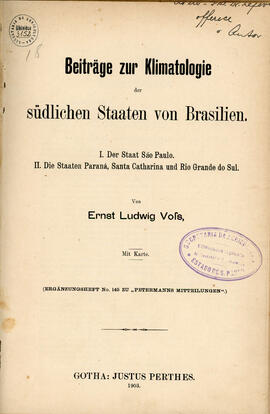 Beiträge zur Klimatologie der sudlichen Staaten von Brasilien