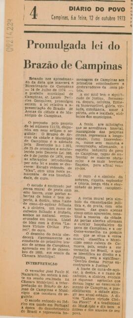 Promulgada lei do Brazão de Campinas