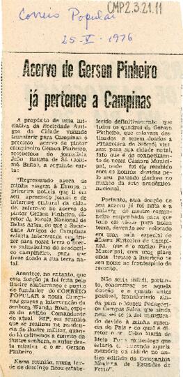 Acervo de Gerson Pinheiro já pertence a Campinas