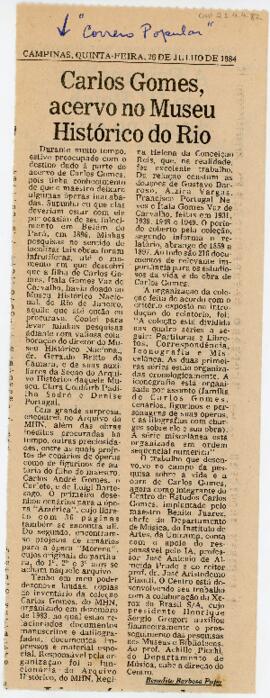 Carlos Gomes, acervo no Museu Histórico do Rio