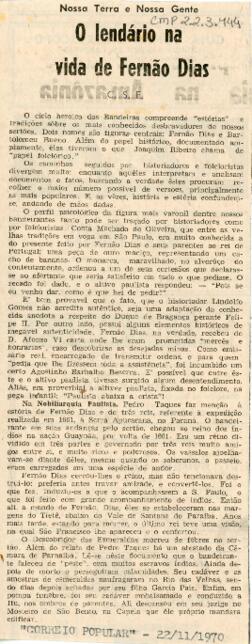 O lendário na vida de Fernão Dias