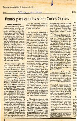 Fontes para estudos sobre Carlos Gomes
