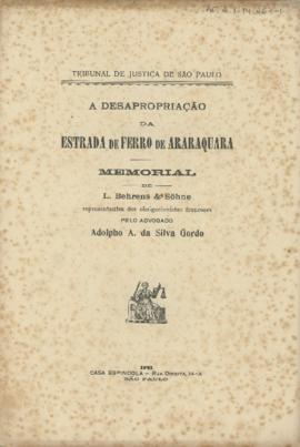 A desapropriação da Estrada de Ferro de Araraquara