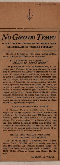 No Giro do Tempo, O dia a dia da cidade de ha trinta anos no noticiário do "Correio Popular&...