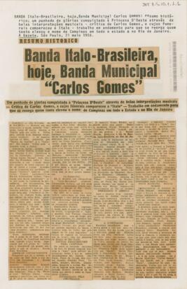 Banda Italo-Brasileira, hoje, Banda Municipal “Carlos Gomes”