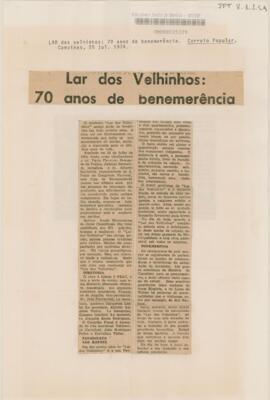 Lar dos velhinhos: 70 anos de benemerência