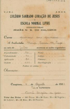 [Coletânea de Boletins escolares]
