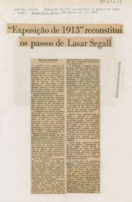 “Exposição de 1913” reconstitui os passos de Lasar Segall