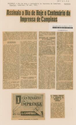 Assinala o Dia de Hoje o Centenário da Imprensa de Campinas