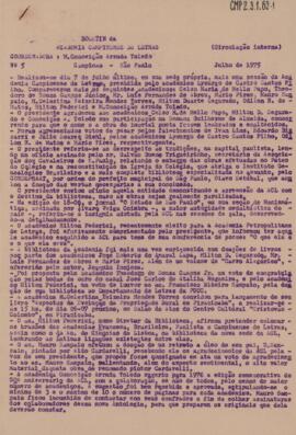 Minuta do Boletim da Academia Campinense de Letras