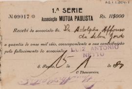 [Coletânea de recibos da Associação Mutua Paulista para o ano de 1920]