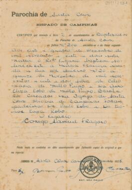 [Certidão de Batismo]