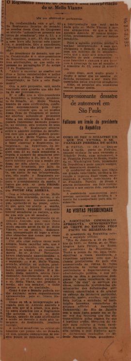 O Regimento interno do Senado e uma interpretação do sr. Mello Vianna