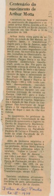 Centenário do nascimento de Arthur Motta