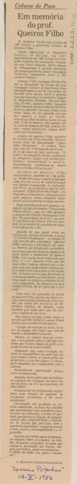 Em memória do prof. Queiroz Filho