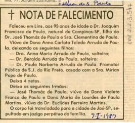 Nota de falecimento