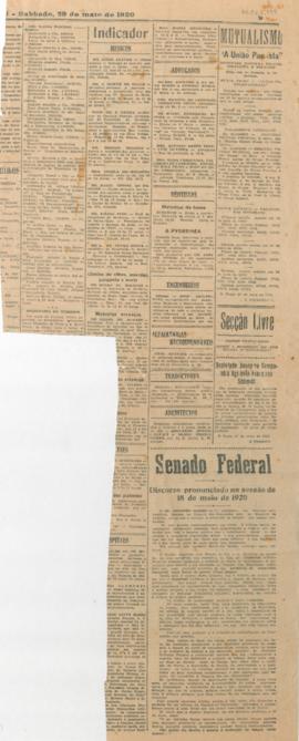 Discurso pronunciado na sessão de 18 de maio de 1920