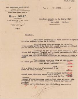 [Carta de crédito de Marcel Giard]