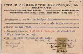 [Recibo da Empr. de Publicidade Politica e Finanças]