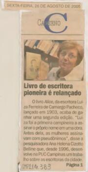 Livro de escritora pioneira é relançado