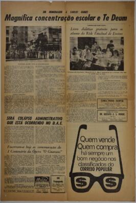 Em homenagem a Carlos Gomes, Magnífica concentração escolar e Te Deum