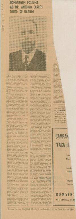 Homenagem Póstuma ao Dr. Antonio Carlos Couto de Barros
