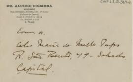 [Cartão de Aluizio Coimbra a Celso Maria de Mello Pupo]