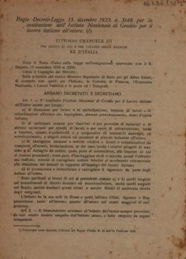 Regio Decreto-Legge 15 dicembre 1923 n. 3148