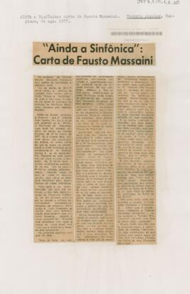 “Ainda a Sinfônica” carta de Fausto Massaini