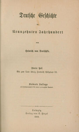 Deutsche Geschichte im Neunzehnten Jahrhundert – Vierter Teil