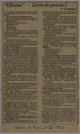 "Oficina" - Livro de poesia 1
