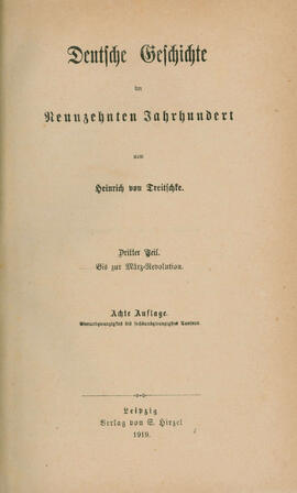 Deutsche Geschichte im Neunzehnten Jahrhundert – Dritter Teil