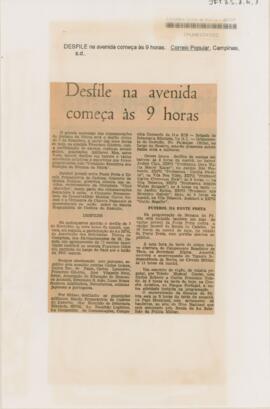 Desfile na avenida começa às 9 horas