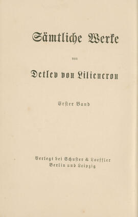 Sämtliche Werke – Erster Band